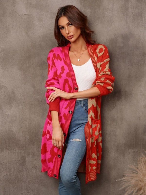 Angel Wings Leopard Button Down Longline Cardigan - ShalayeFashion