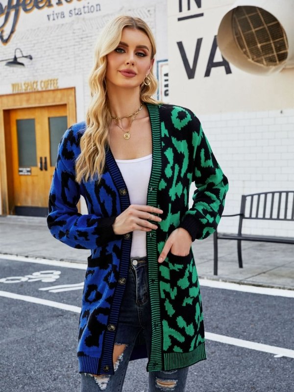 Angel Wings Leopard Button Down Longline Cardigan - ShalayeFashion