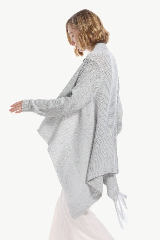 Angel Wings One - Button Tassel Tie Asymmetrical Hem Cardigan - ShalayeFashion
