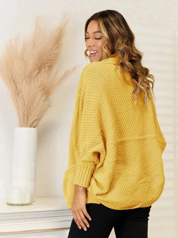 Angel Wings Open Front Cardigan with Pockets - ShalayeFashion