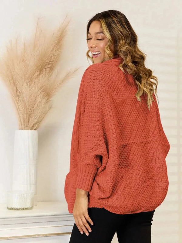 Angel Wings Open Front Cardigan with Pockets - ShalayeFashion