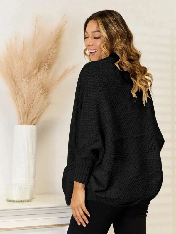 Angel Wings Open Front Cardigan with Pockets - ShalayeFashion