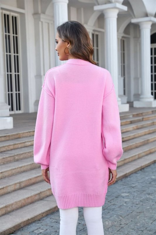 Angel Wings Open Front Dropped Shoulder Cardigan with Pocket - ShalayeFashion