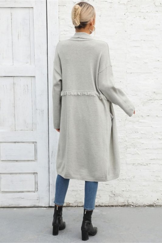 Angel Wings Open Front Pocketed Cardigan - ShalayeFashion