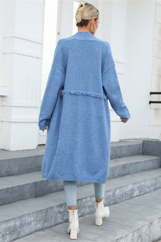 Angel Wings Open Front Pocketed Cardigan - ShalayeFashion