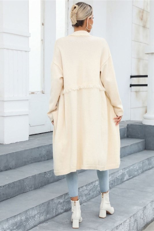 Angel Wings Open Front Pocketed Cardigan - ShalayeFashion