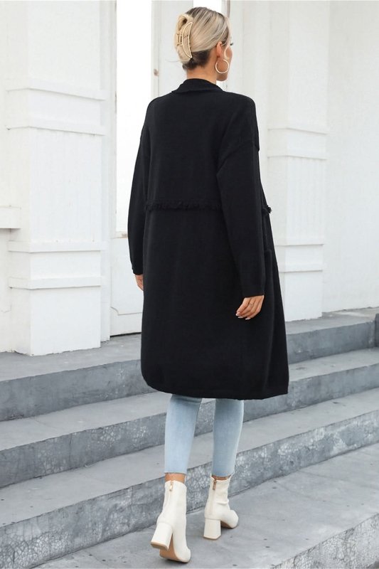 Angel Wings Open Front Pocketed Cardigan - ShalayeFashion