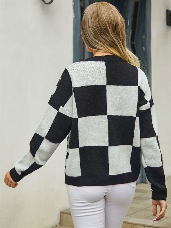 Angel Wings Plaid V - Neck Dropped Shoulder Cardigan - ShalayeFashion