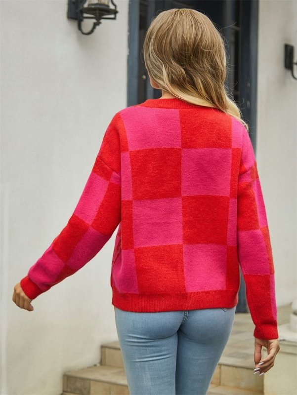 Angel Wings Plaid V - Neck Dropped Shoulder Cardigan - ShalayeFashion