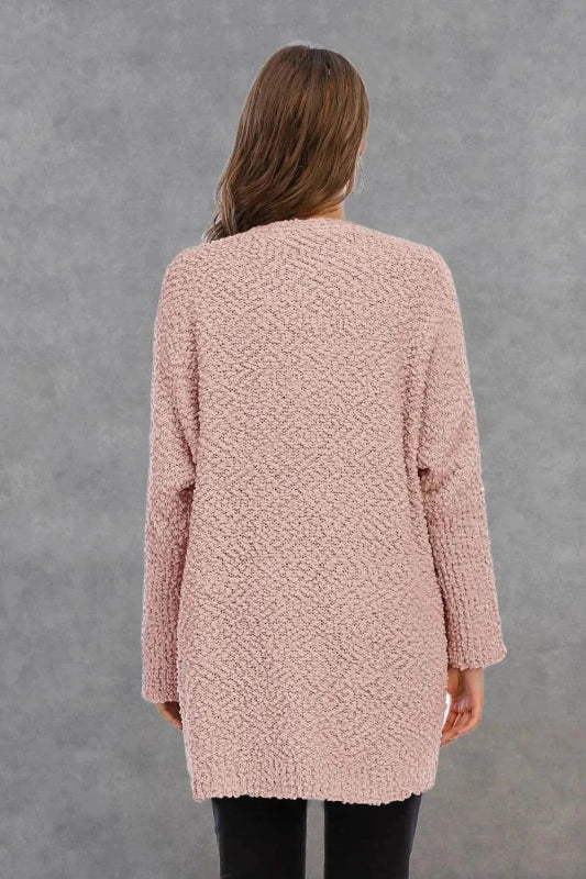 Angel Wings Pocketed Open Front Long Sleeve Cardigan - ShalayeFashion
