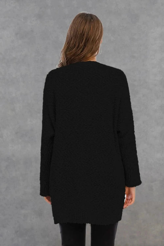 Angel Wings Pocketed Open Front Long Sleeve Cardigan - ShalayeFashion