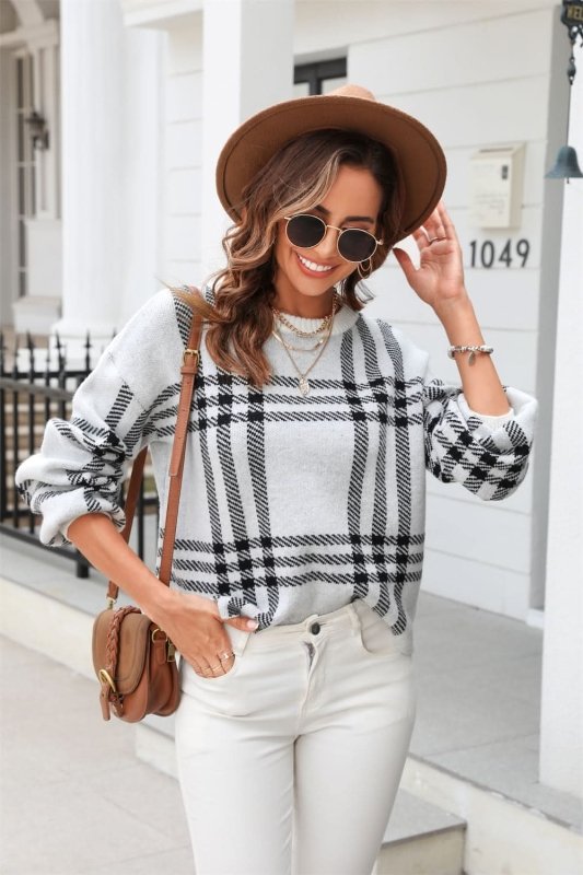 Angel Wings Printed Round Neck Dropped Shoulder Sweater - ShalayeFashion