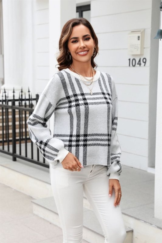 Angel Wings Printed Round Neck Dropped Shoulder Sweater - ShalayeFashion