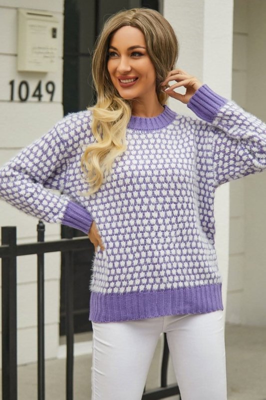 Angel Wings Printed Round Neck Dropped Shoulder Sweater - ShalayeFashion