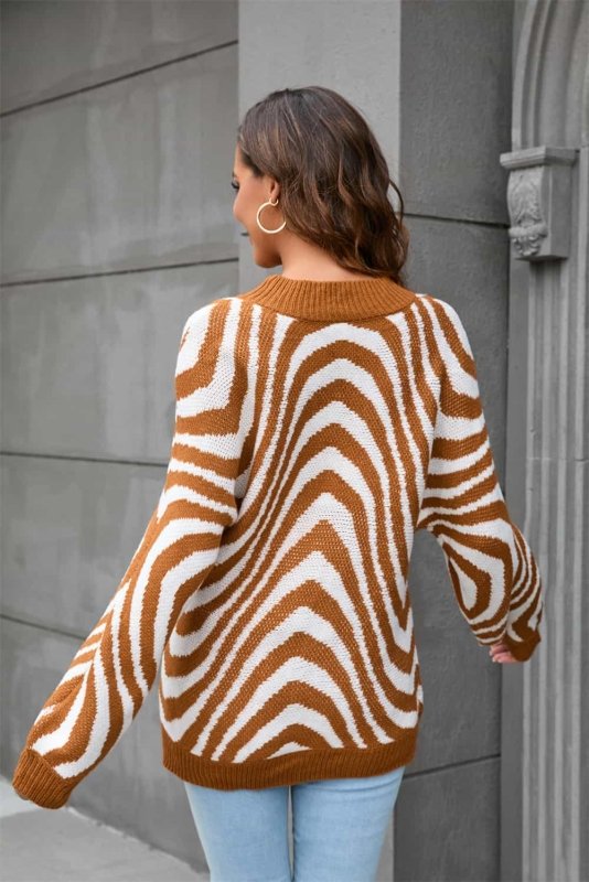 Angel Wings Printed Round Neck Long Sleeve Pullover Sweater - ShalayeFashion