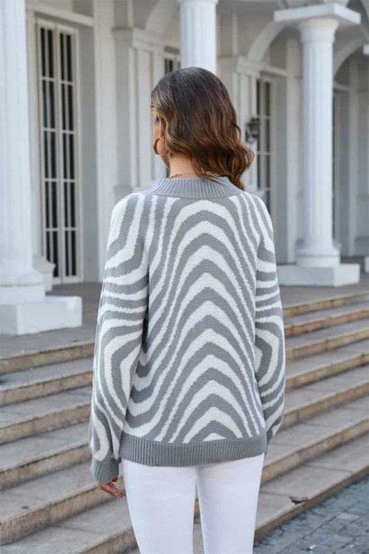 Angel Wings Printed Round Neck Long Sleeve Pullover Sweater - ShalayeFashion
