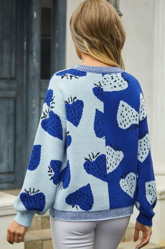Angel Wings Printed V - Neck Button - Down Long Sleeve Cardigan - ShalayeFashion
