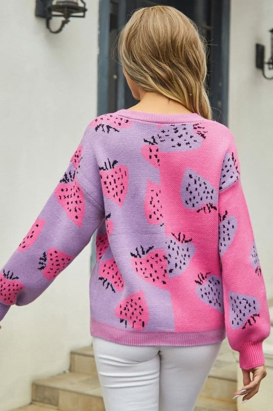Angel Wings Printed V - Neck Button - Down Long Sleeve Cardigan - ShalayeFashion
