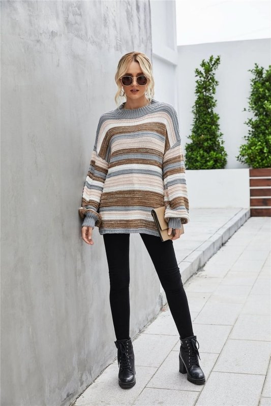 Angel Wings Round Neck Dropped Shoulder Sweater - ShalayeFashion
