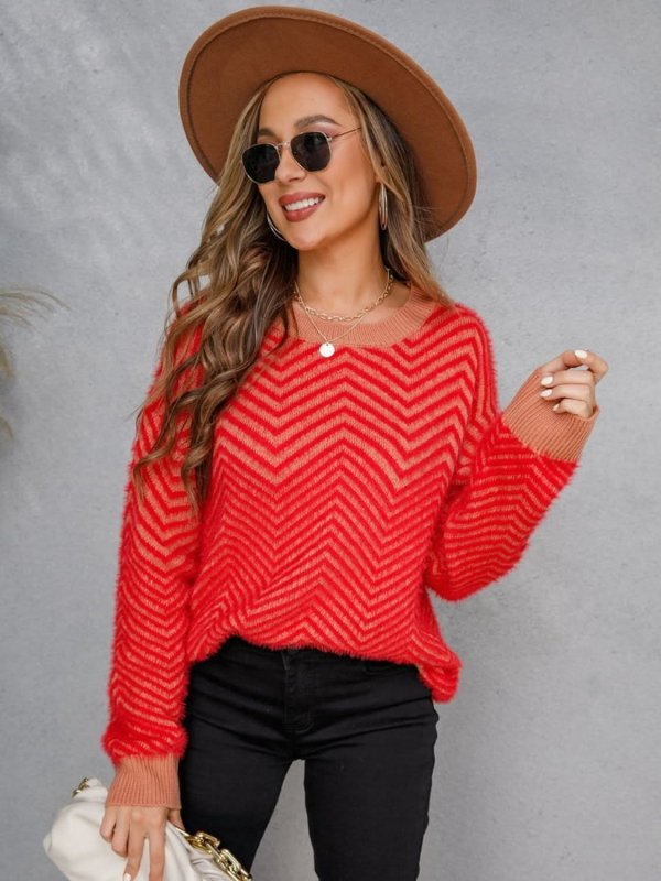 Angel Wings Round Neck Long Sleeve Sweater - ShalayeFashion