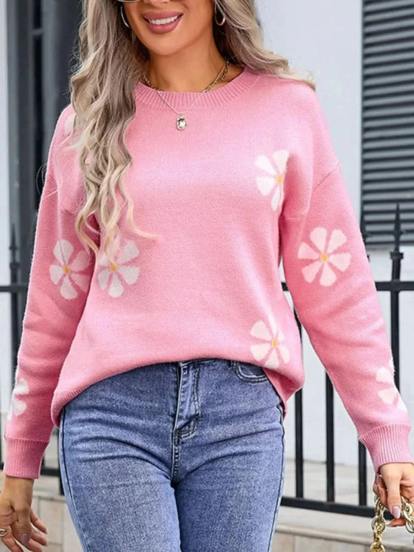 Angel Wings Round Neck Long Sleeve Sweater - ShalayeFashion