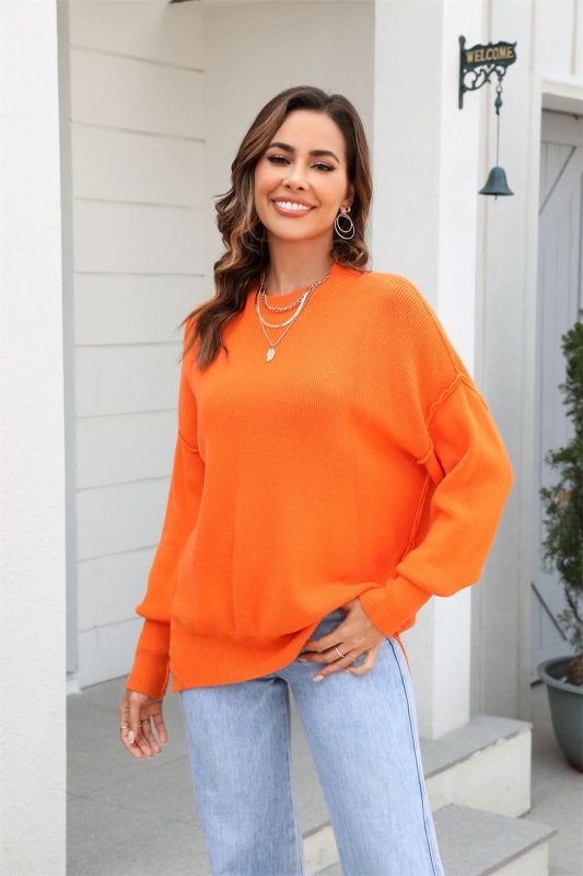 Angel Wings Round Neck Long Sleeve Sweater - ShalayeFashion