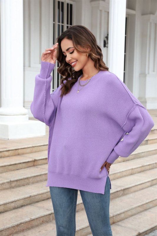 Angel Wings Round Neck Long Sleeve Sweater - ShalayeFashion
