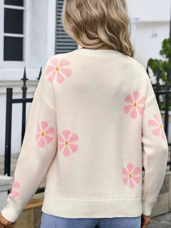 Angel Wings Round Neck Long Sleeve Sweater - ShalayeFashion