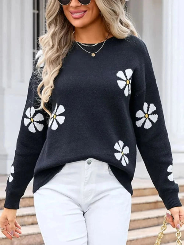 Angel Wings Round Neck Long Sleeve Sweater - ShalayeFashion