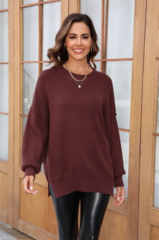 Angel Wings Round Neck Long Sleeve Sweater - ShalayeFashion