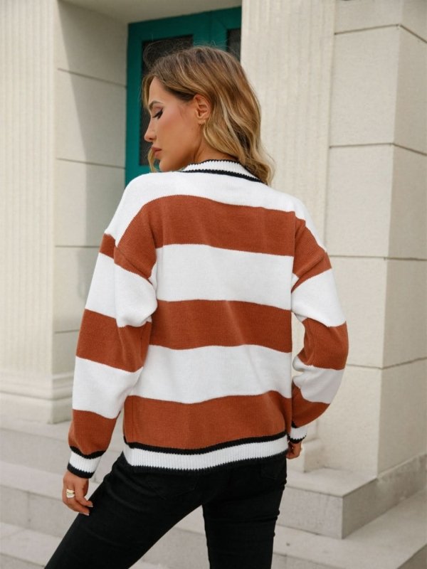 Angel Wings Striped Button Down Cardigan - ShalayeFashion