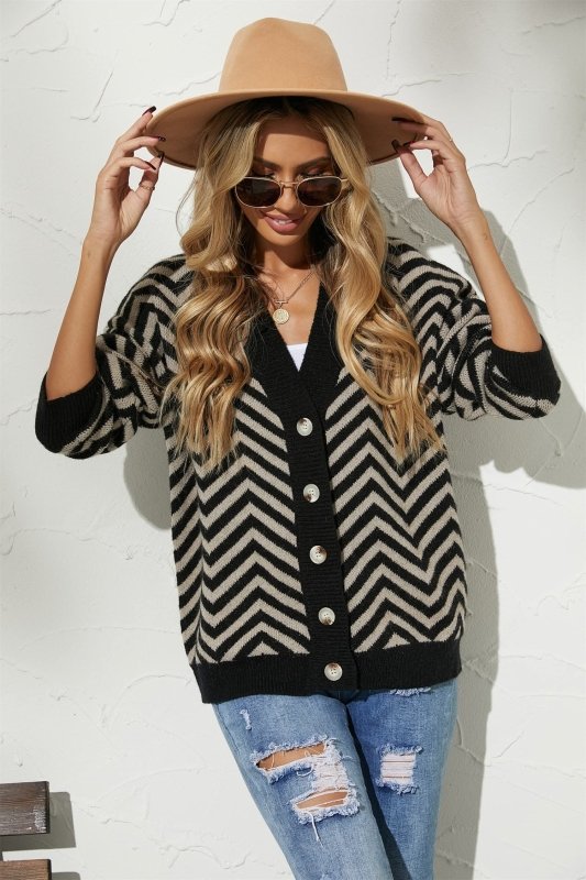 Angel Wings V - Neck Button - Down Cardigan - ShalayeFashion