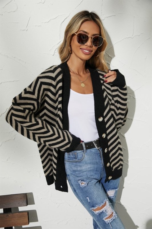 Angel Wings V - Neck Button - Down Cardigan - ShalayeFashion