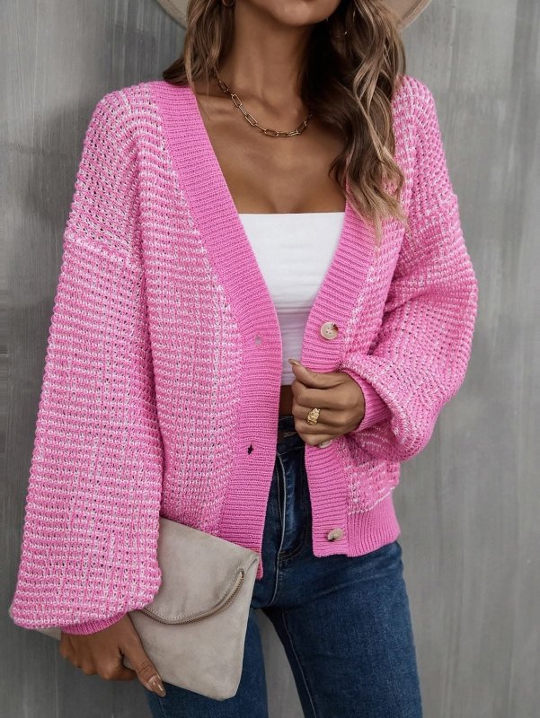 Angel Wings V - Neck Dropped Shoulder Cardigan - ShalayeFashion