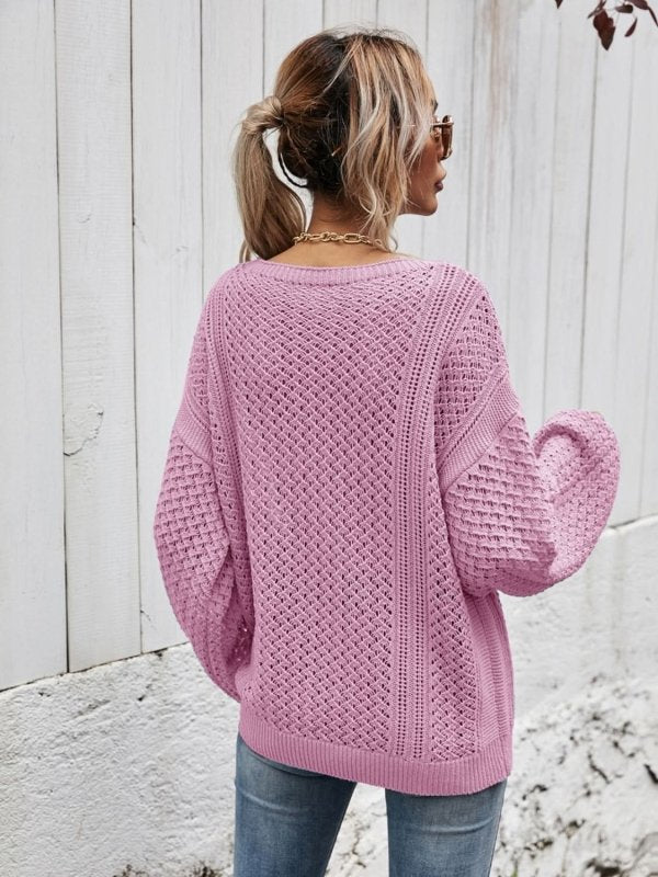 Angel Wings V - Neck Dropped Shoulder Sweater - ShalayeFashion