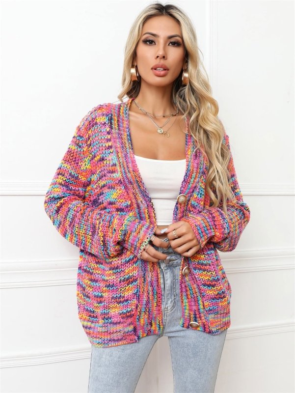 Angel Wings V - Neck Long Sleeve Cardigan - ShalayeFashion
