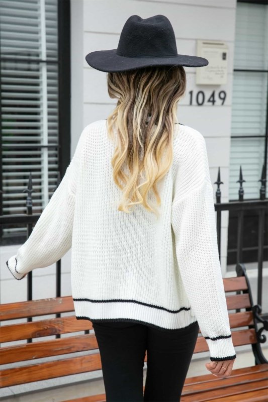 Angel Wings Waffle Knit V - Neck Cardigan with Pocket - ShalayeFashion