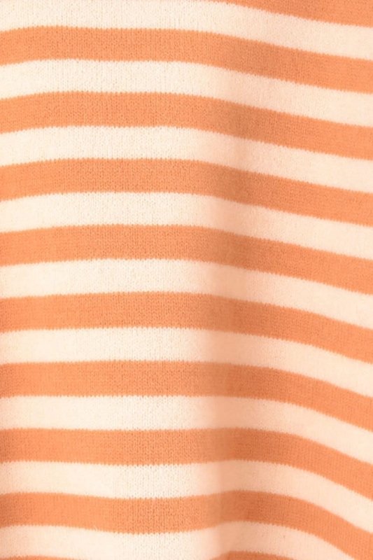Angel Wings Warm Spice Striped Round Neck Sweater - ShalayeFashion