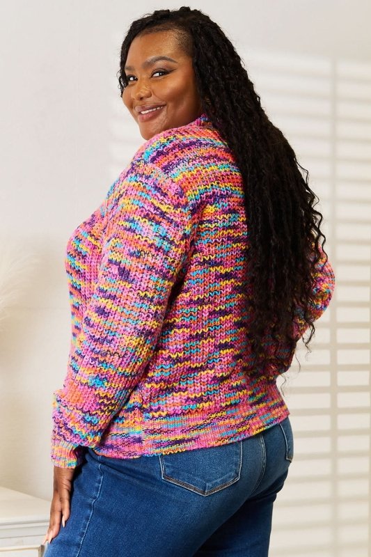Angel Wings Woven Right V - Neck Long Sleeve Cardigan - ShalayeFashion