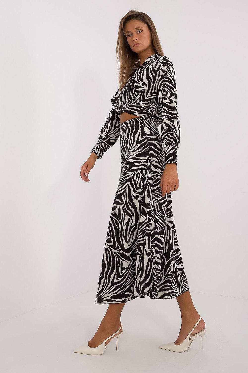 Animal Motif Blouse Skirt Set Wrap - ShalayeFashion