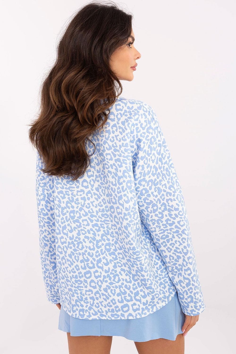 Animal Motif Blouse V - Neck Long Sleeve - ShalayeFashion
