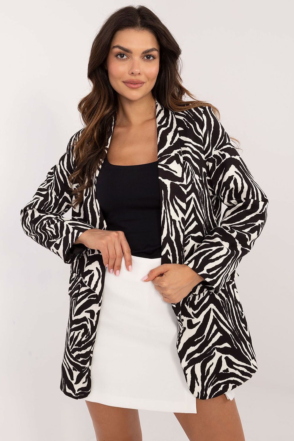 Animal Motif Jacket Shoulder Pads Lined - ShalayeFashion