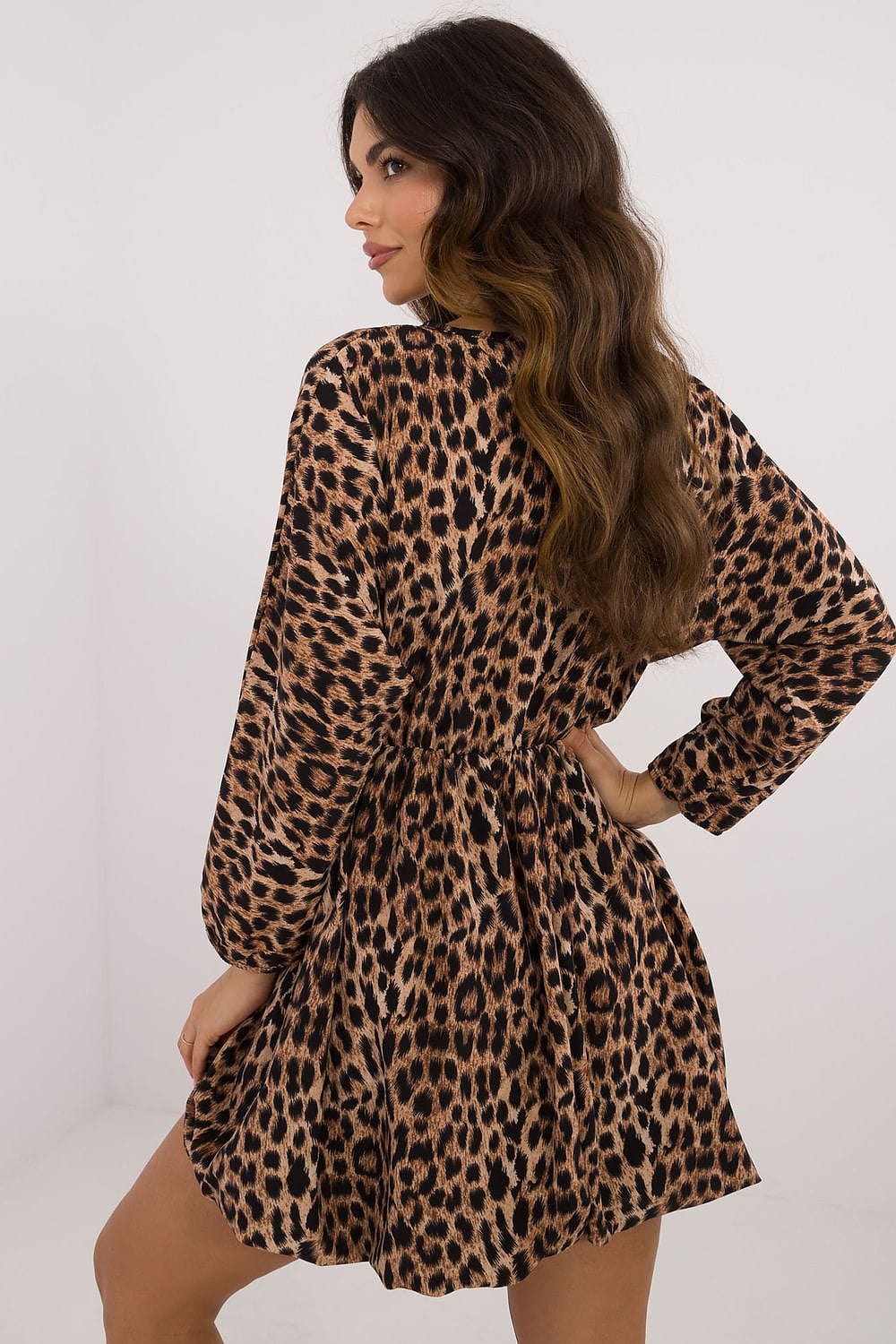 Animal Motif Mini Dress Heart Neckline - ShalayeFashion