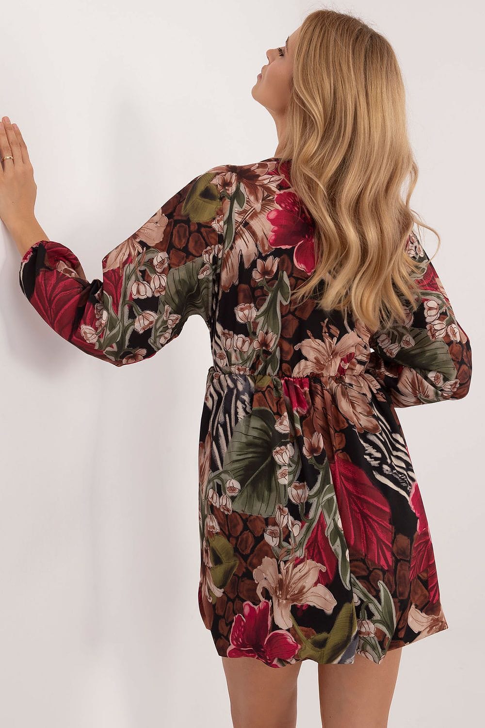 Animal Motif Mini Dress Heart Neckline - ShalayeFashion