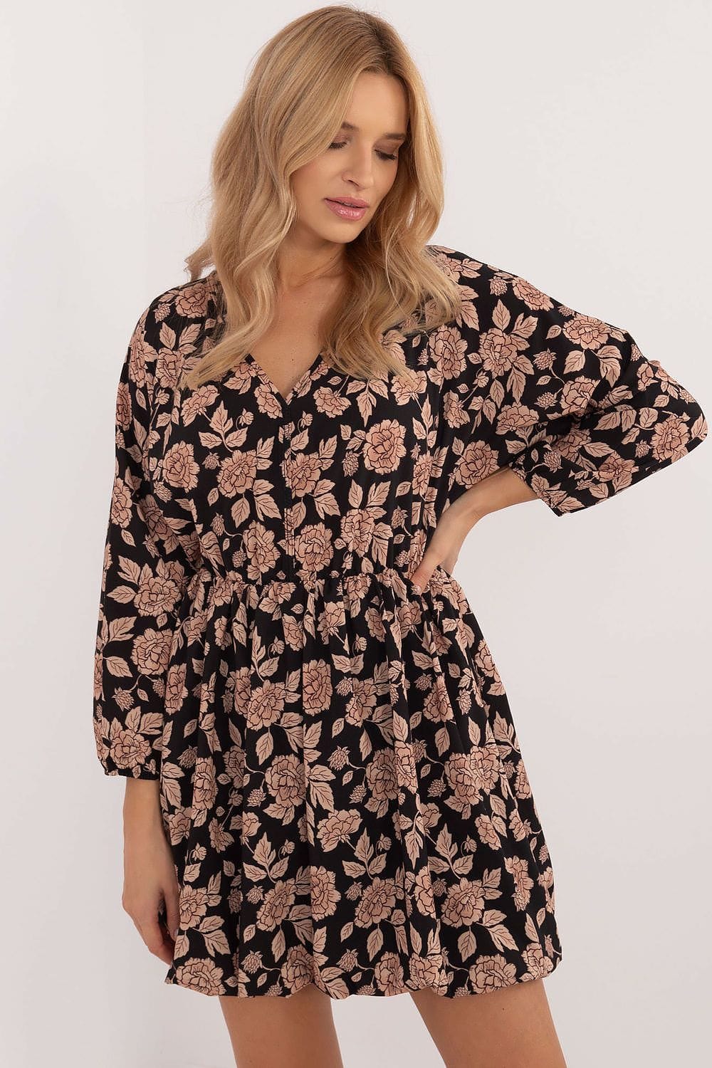 Animal Motif Mini Dress Heart Neckline - ShalayeFashion