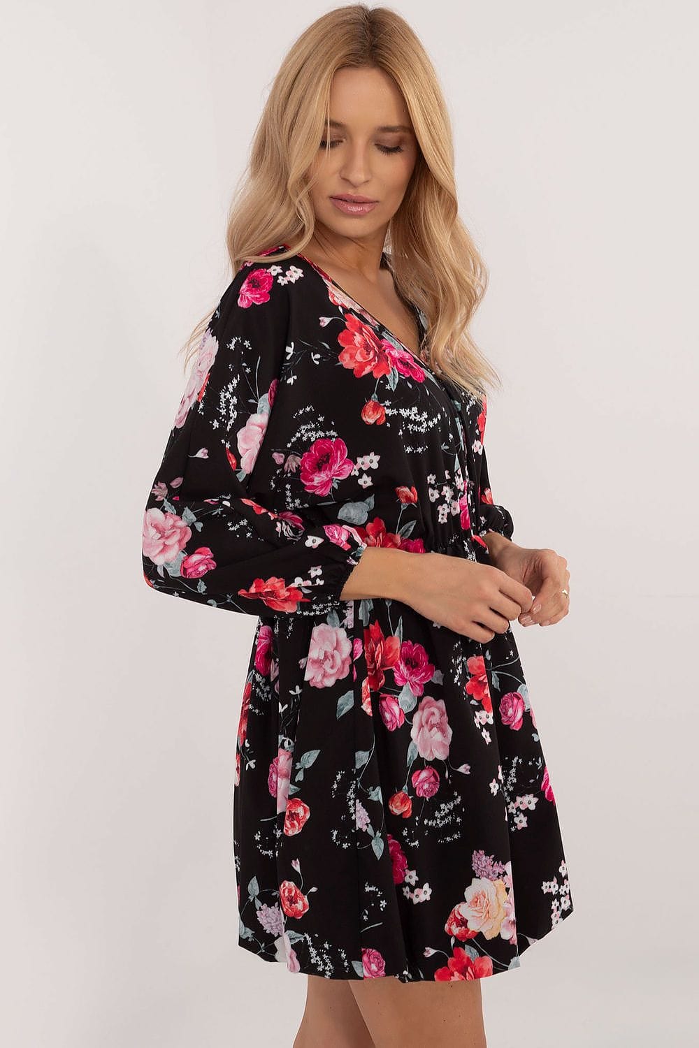Animal Motif Mini Dress Heart Neckline - ShalayeFashion