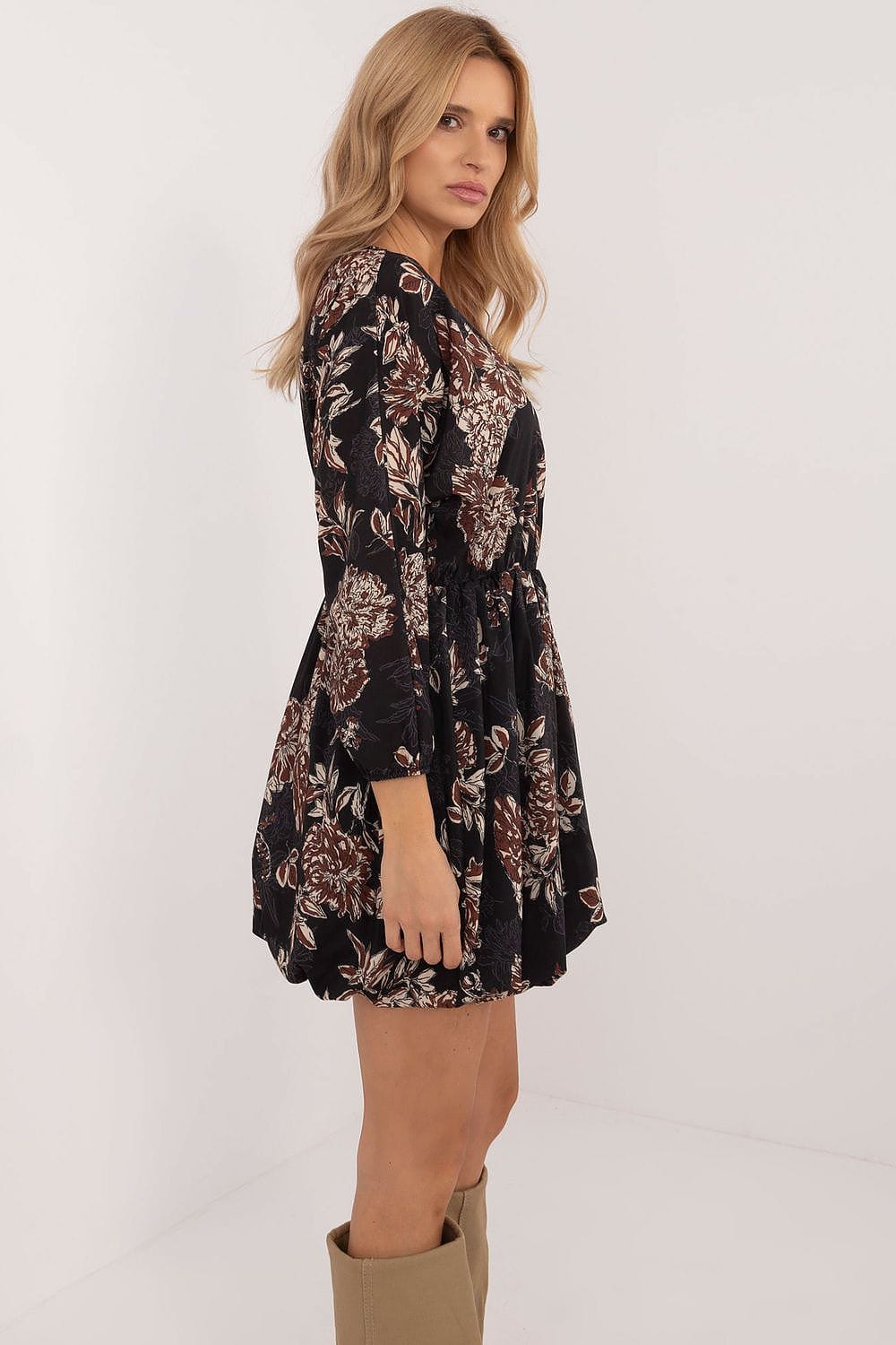 Animal Motif Mini Dress Heart Neckline - ShalayeFashion