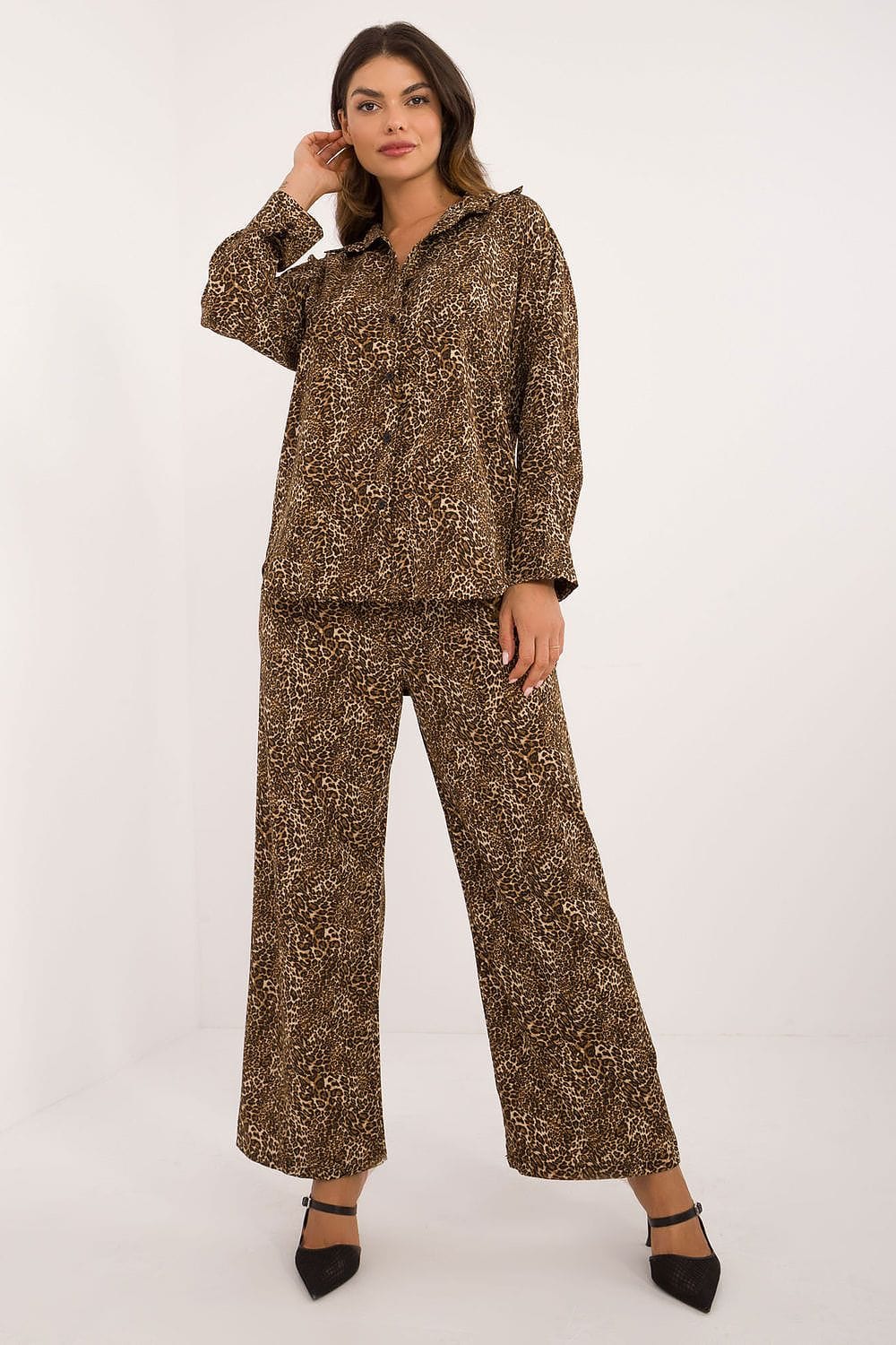 Animal Motif Set Shirt Pants Wide - ShalayeFashion