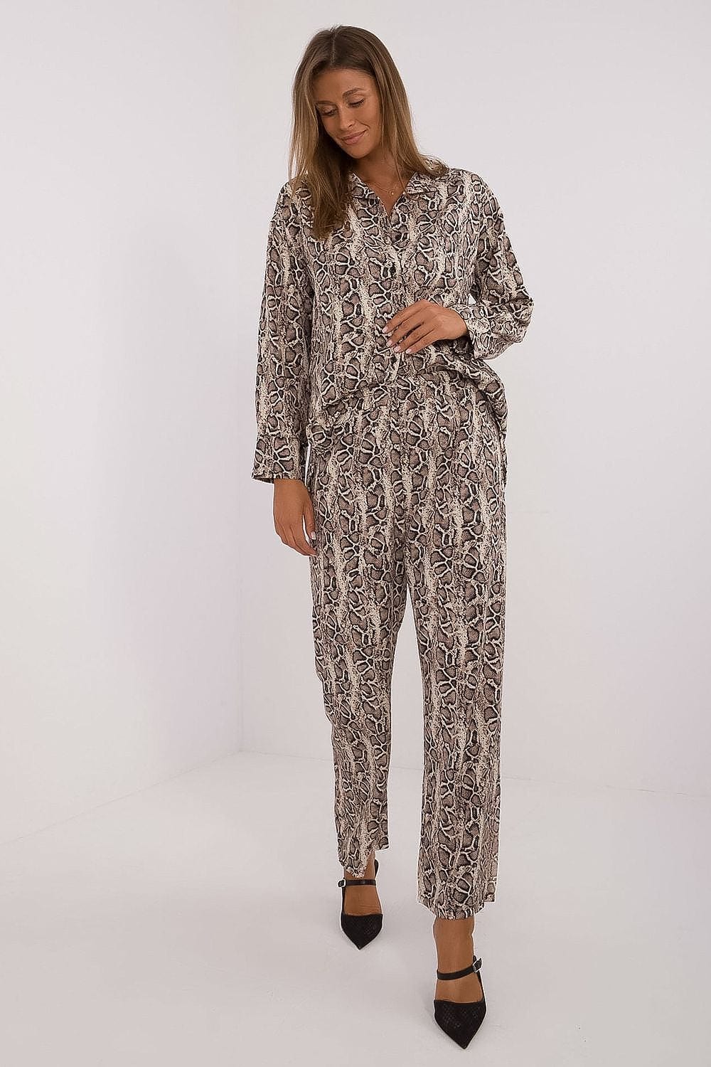 Animal Motif Set Shirt Pants Wide - ShalayeFashion