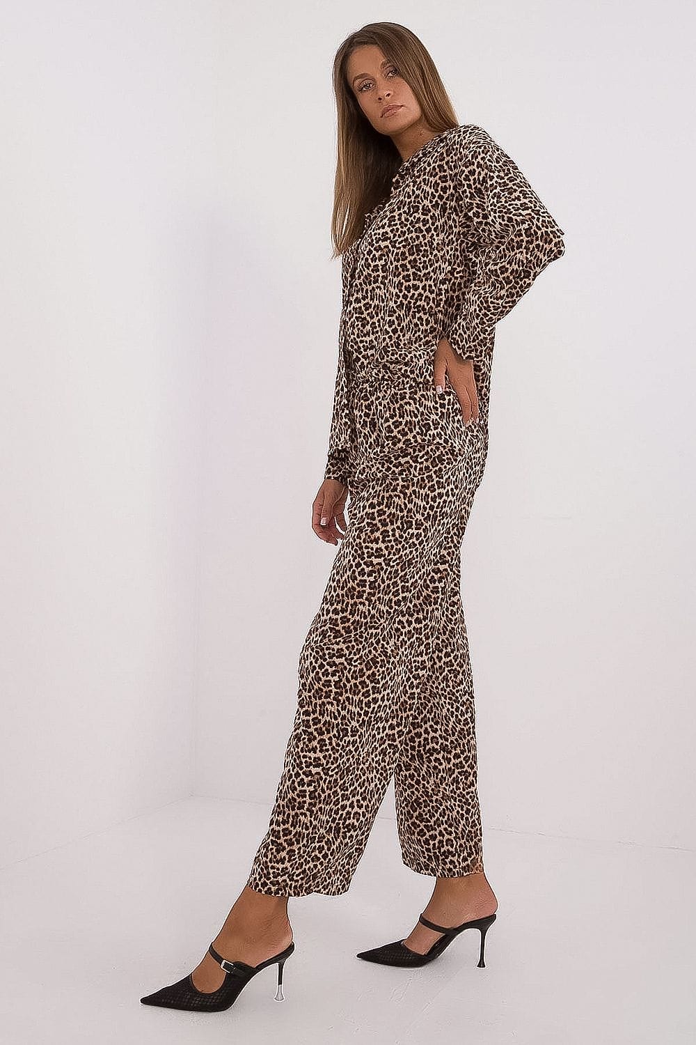 Animal Motif Set Shirt Pants Wide - ShalayeFashion